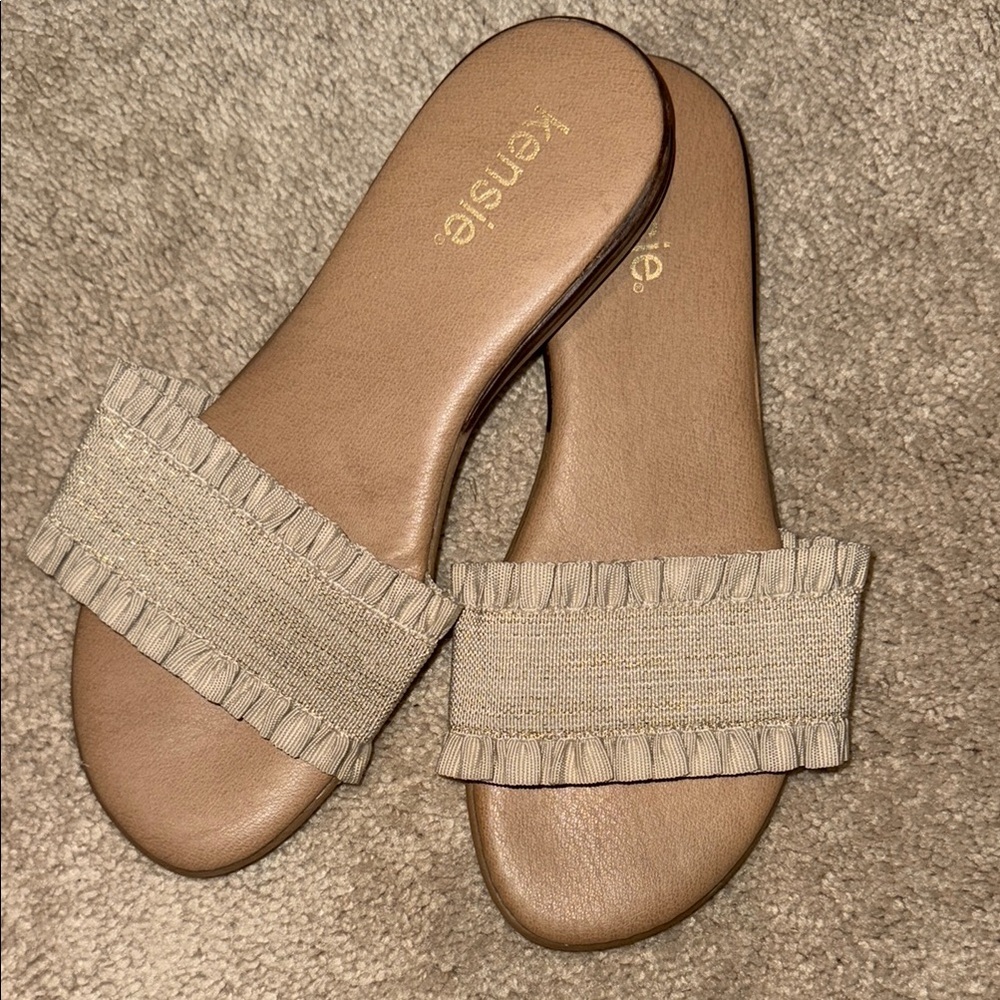 Kensie Women's Beige Slide Sandals